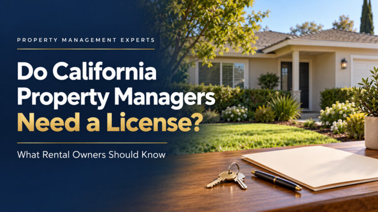 California rental home with keys and paperwork beside the headline “Do California Property Managers Need a License?