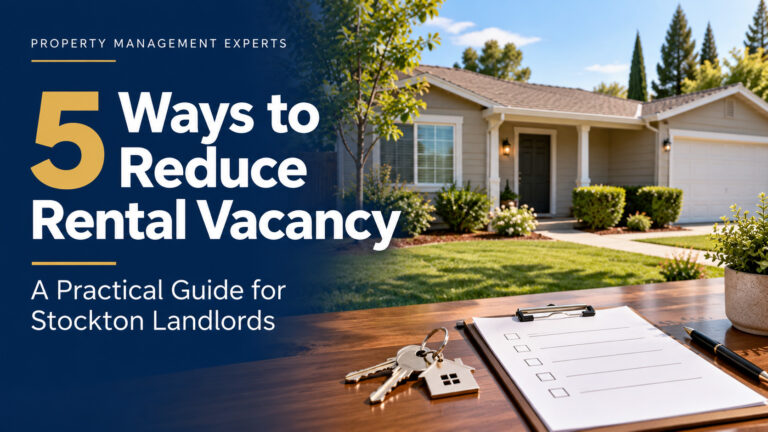 Rental home with keys and a preparation checklist beside the headline “5 Ways to Reduce Rental Vacancy.